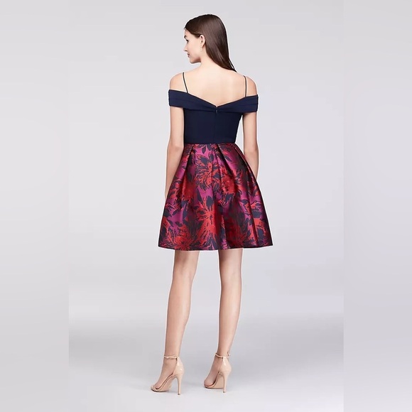 Morgan & Co. Off the Shoulder Jersey Jacquard Party Dress Size 11/12 - Picture 2 of 12